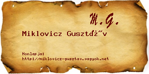 Miklovicz Gusztáv névjegykártya